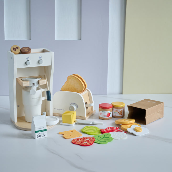 Heathy Breakfast To Go with 27 Accessories, White - Little Chef Santa Barbara by Teamson Kids