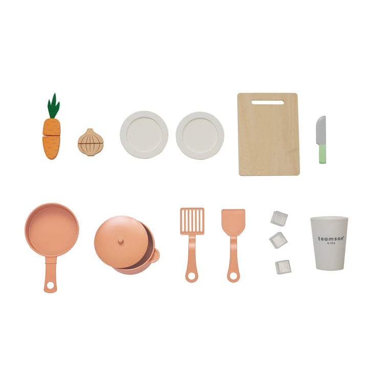 Wooden Play Kitchen with 15 Accessories, Green - Little Chef St. Louis by Teamson Kids