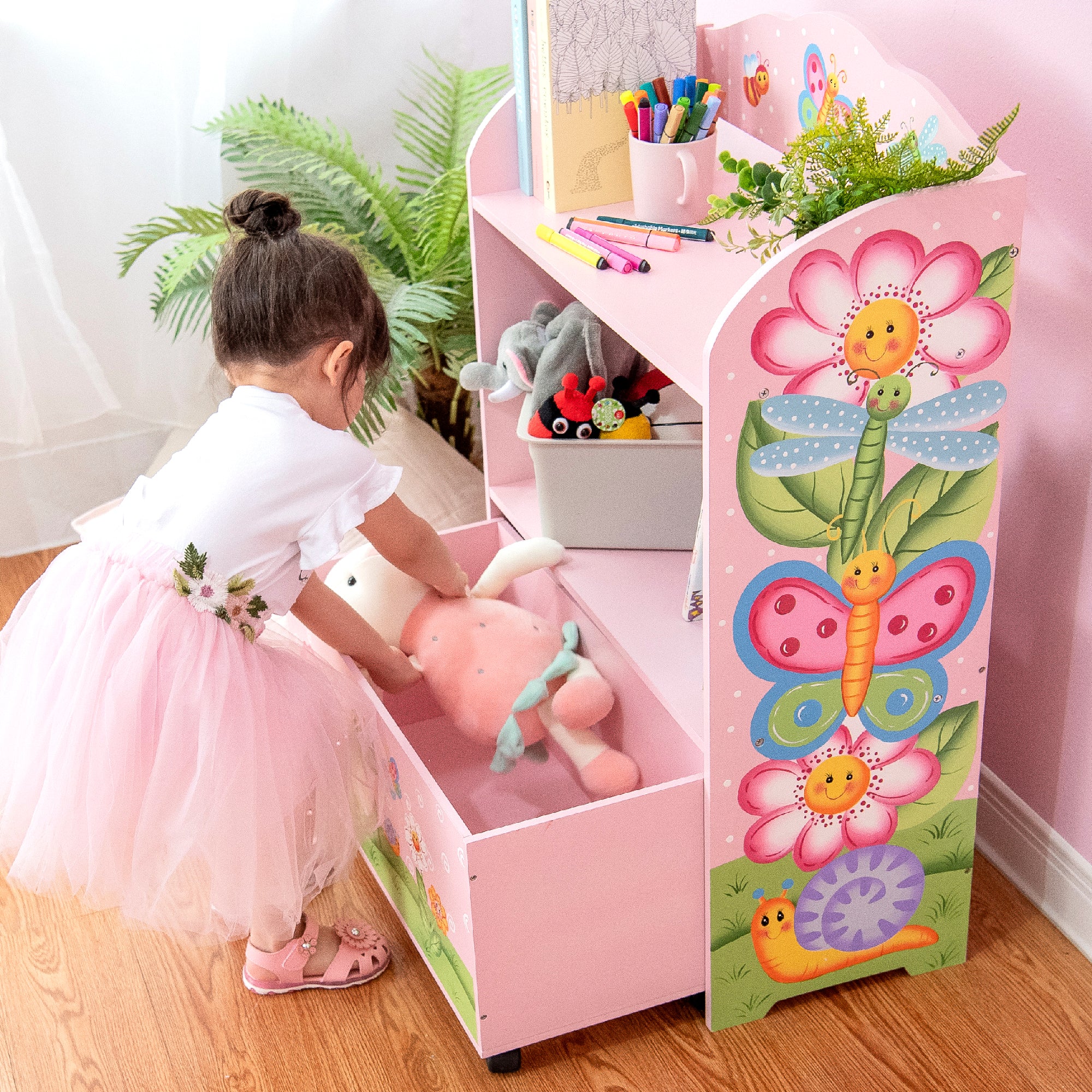 Fantasy Fields Magic Garden Kids Wooden Toy Organizer with Rolling