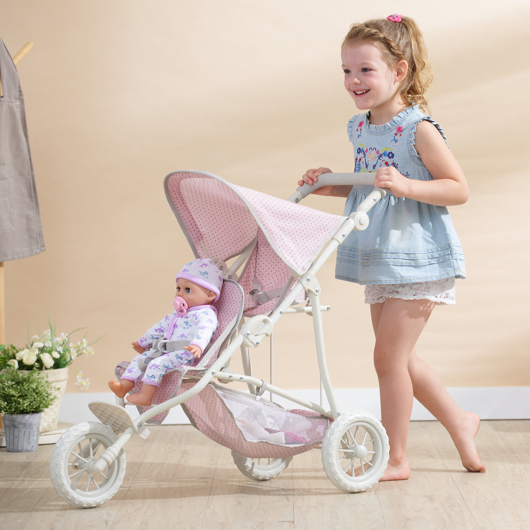pink jogging stroller Olivia's Little World Polka Dot Princess Baby Doll Twin Jogging Stroll – US
