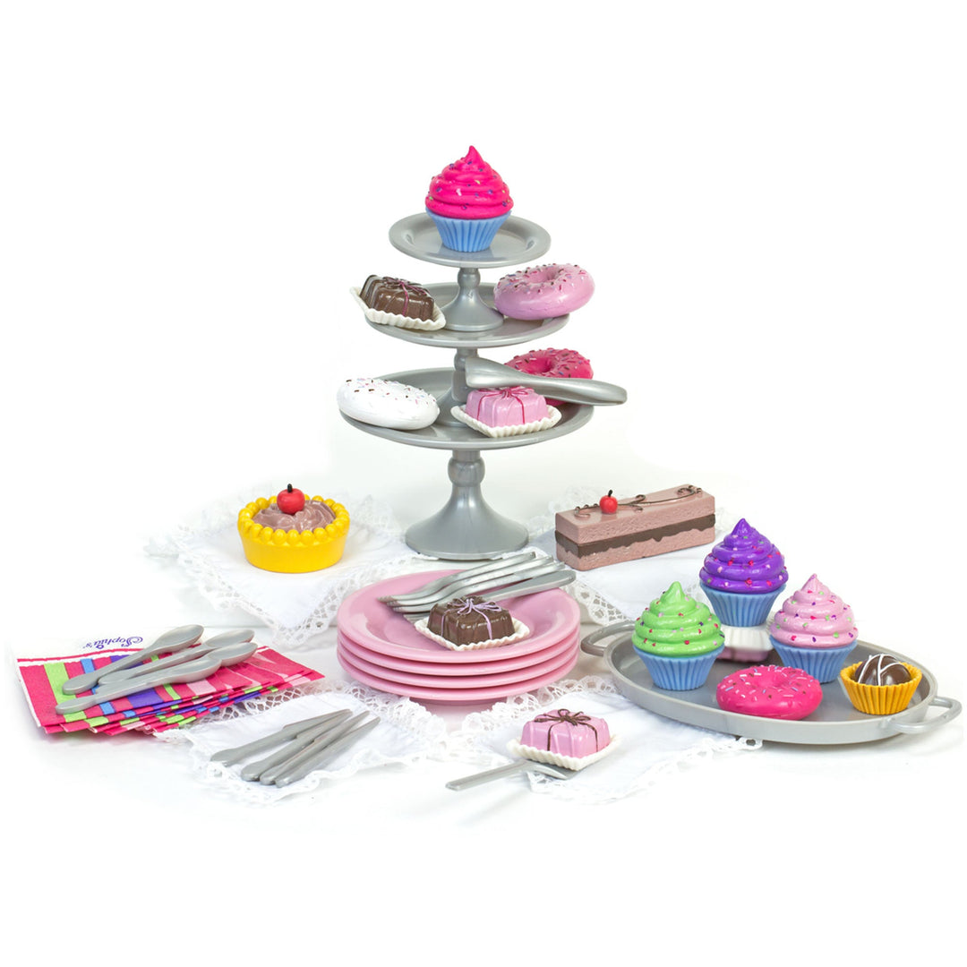 Sophia's - 18" Doll - Cupcake & Petit Four Set + Dessert Display Set - Pink