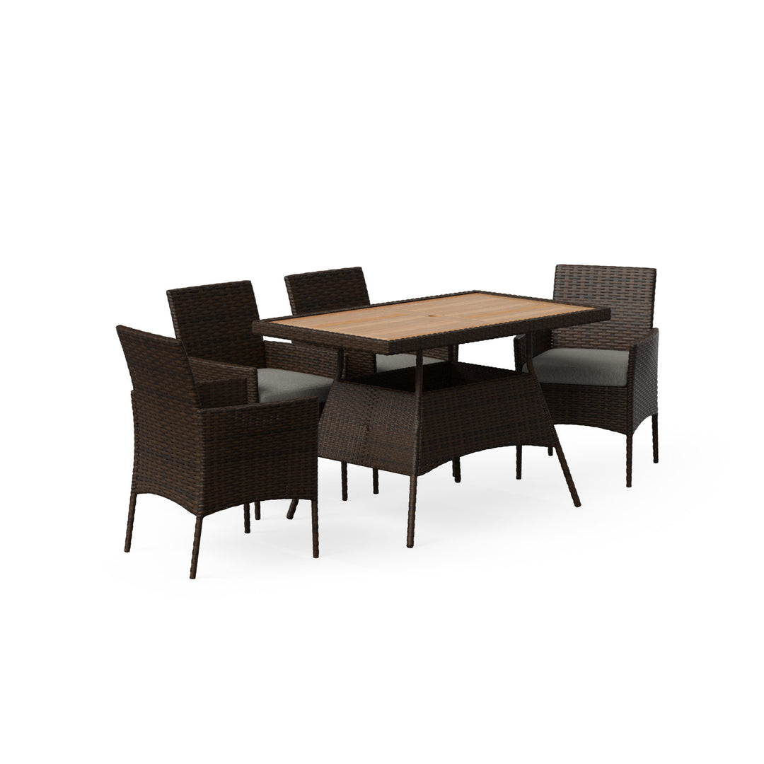 Sideveiw of a 5-piece PE rattan dining set