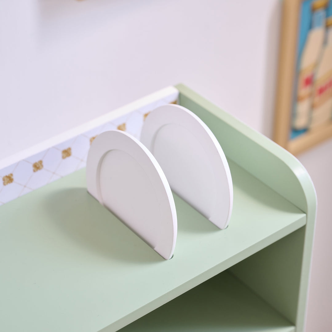 Wooden Play Kitchen with 15 Accessories, Green - Little Chef St. Louis by Teamson Kids