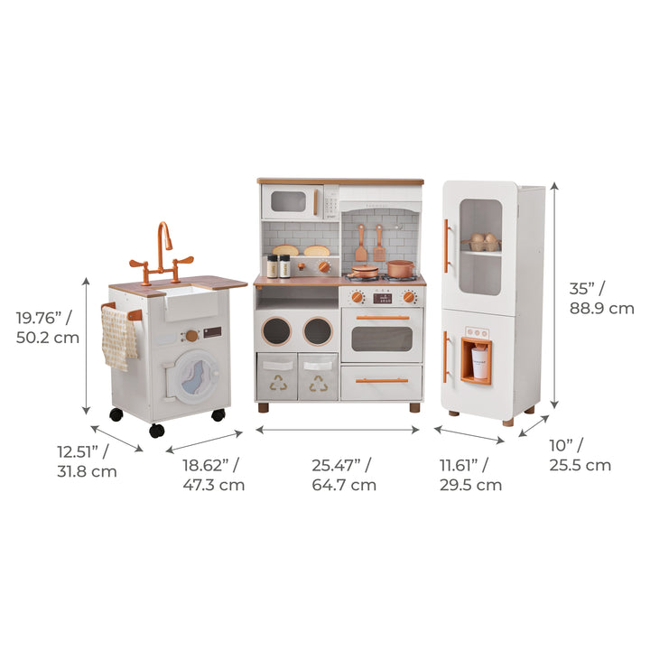 Wooden Play Kitchen with 21 Accessories, Off-White - Little Chef Savannah by Teamson Kids