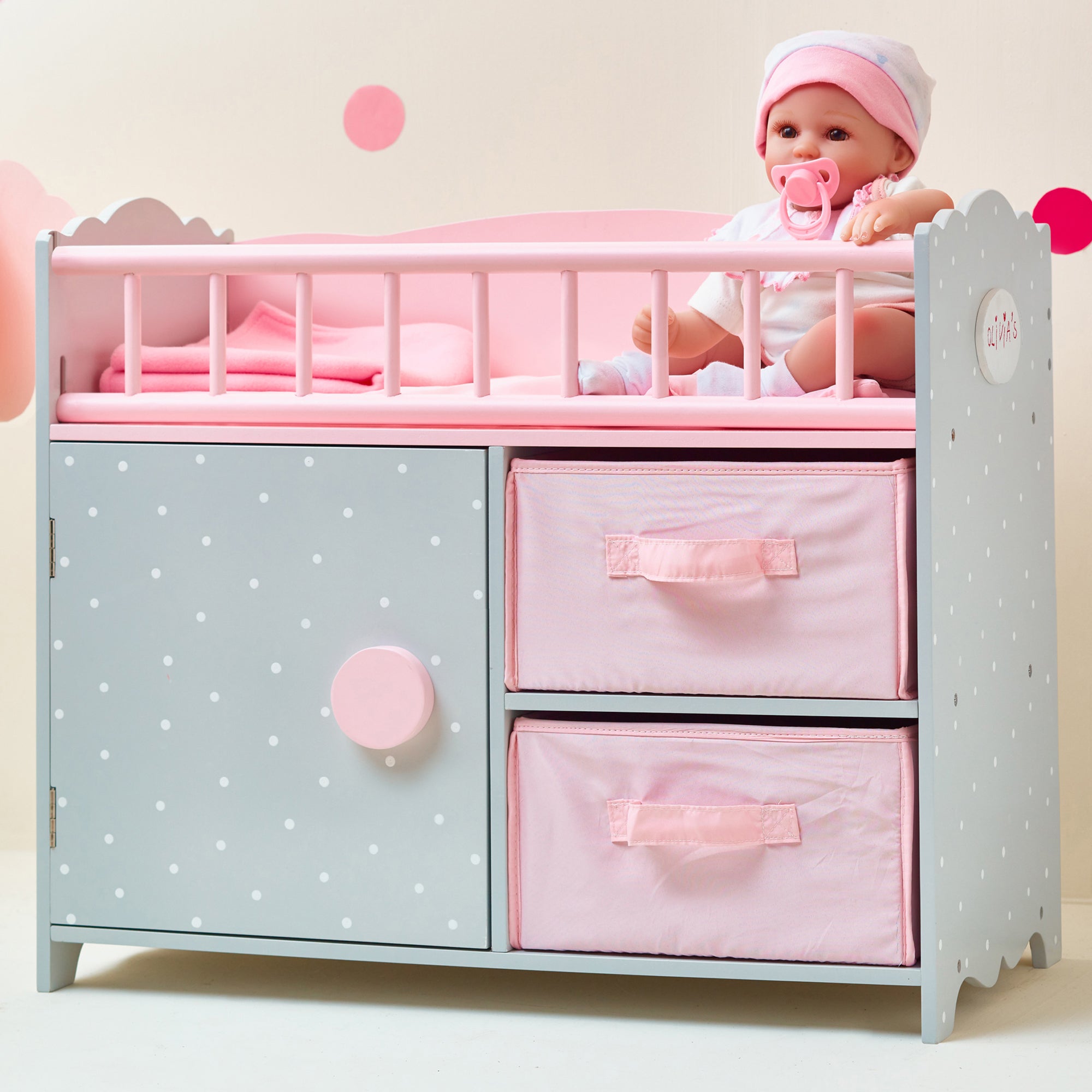 Olivia's Little World Polka Dots Princess Baby Doll Crib with