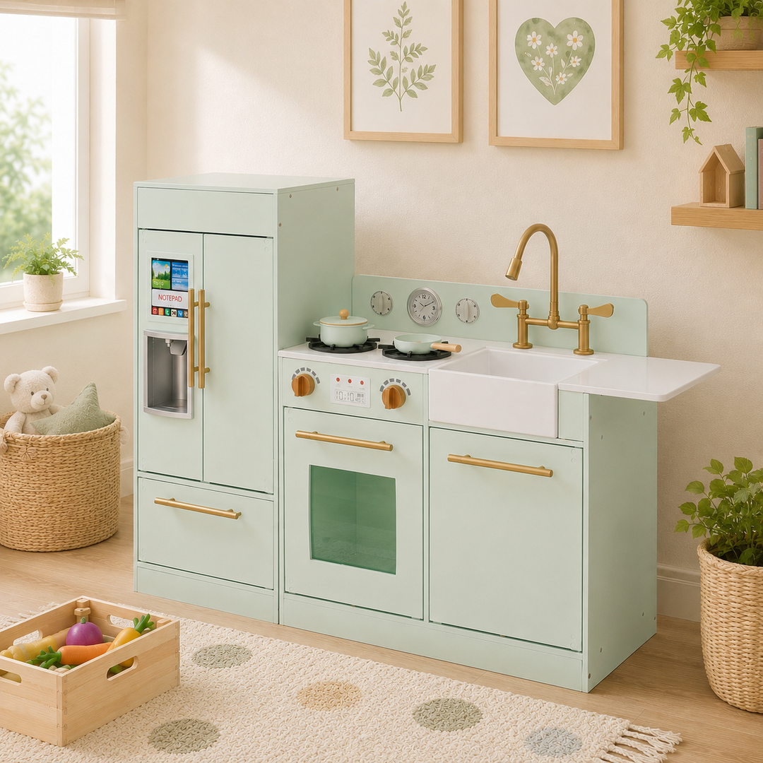 Teamson Kids Little Chef Charlotte Modern Play Kitchen, Mint/Gold