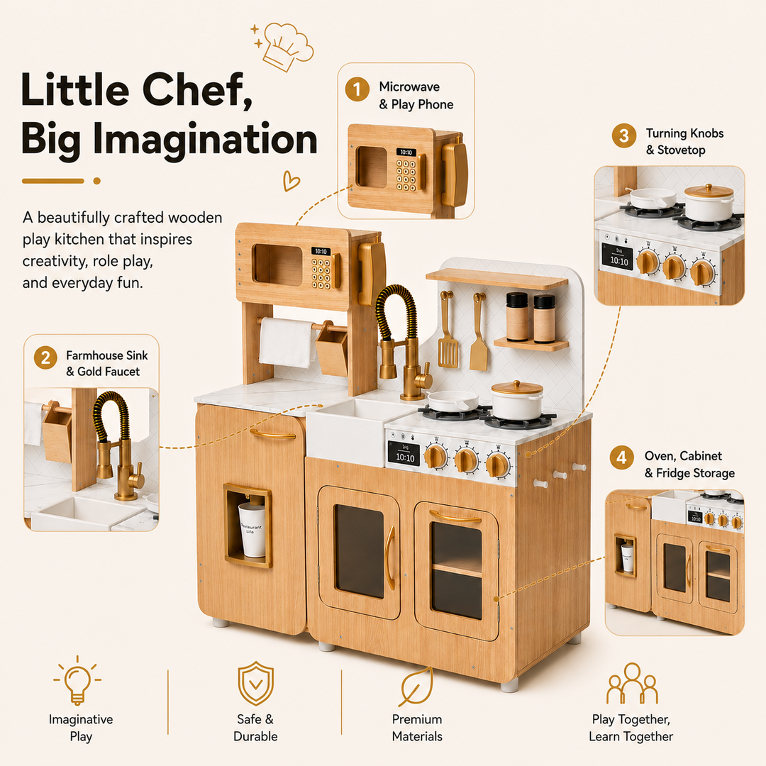 Teamson Kids Little Chef Cyprus Play Kitchen with 14-pc. Accessory Set
