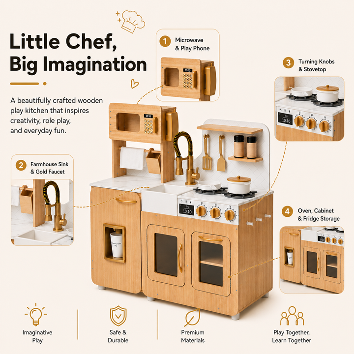 Teamson Kids Little Chef Cyprus Play Kitchen with 14-pc. Accessory Set