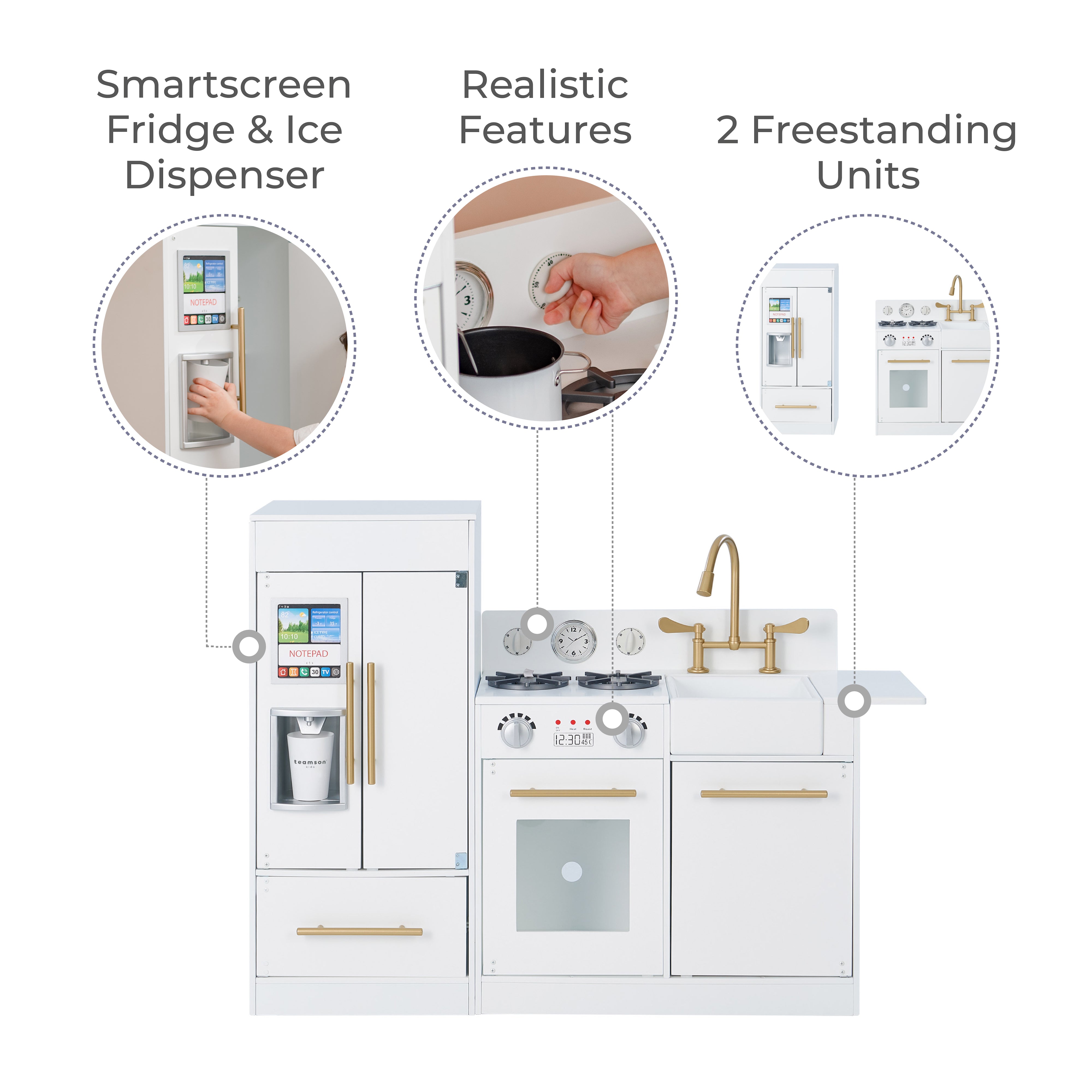 Teamson Kids Little Chef Charlotte Modern Play Kitchen, White/Gold