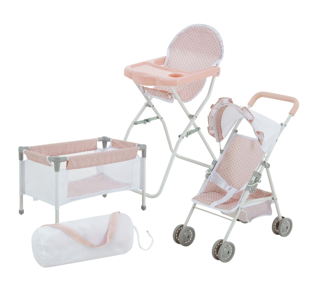 Olivia's Little World Polka Dot Princess Baby Doll 3pc Nursery Set