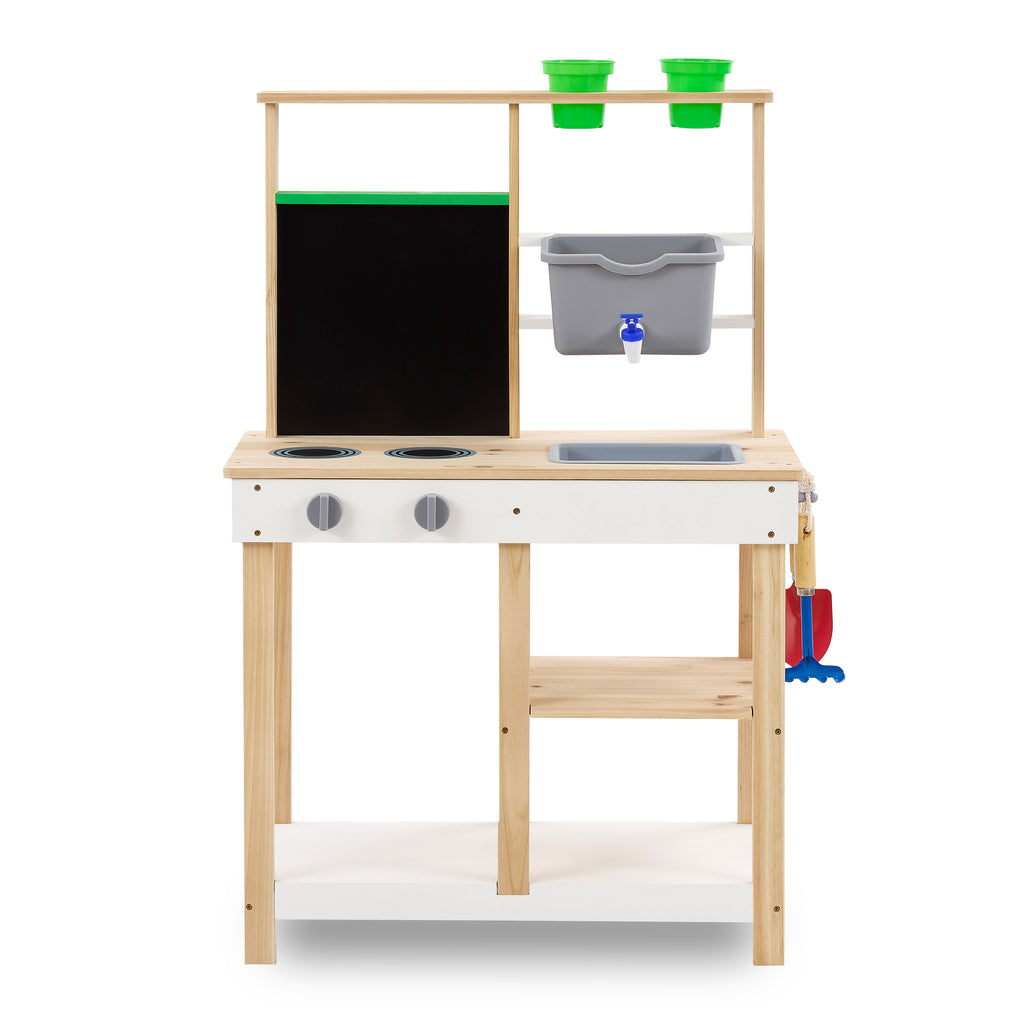 Clover Wooden Mud Kitchen with Sink for Pretend Play by Teamson