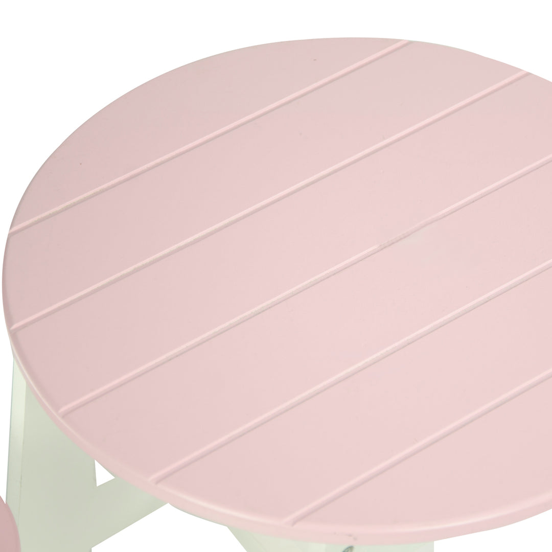 Olivia's Little World 3-Piece Round Table & Stools for 18" Dolls, White/Pink