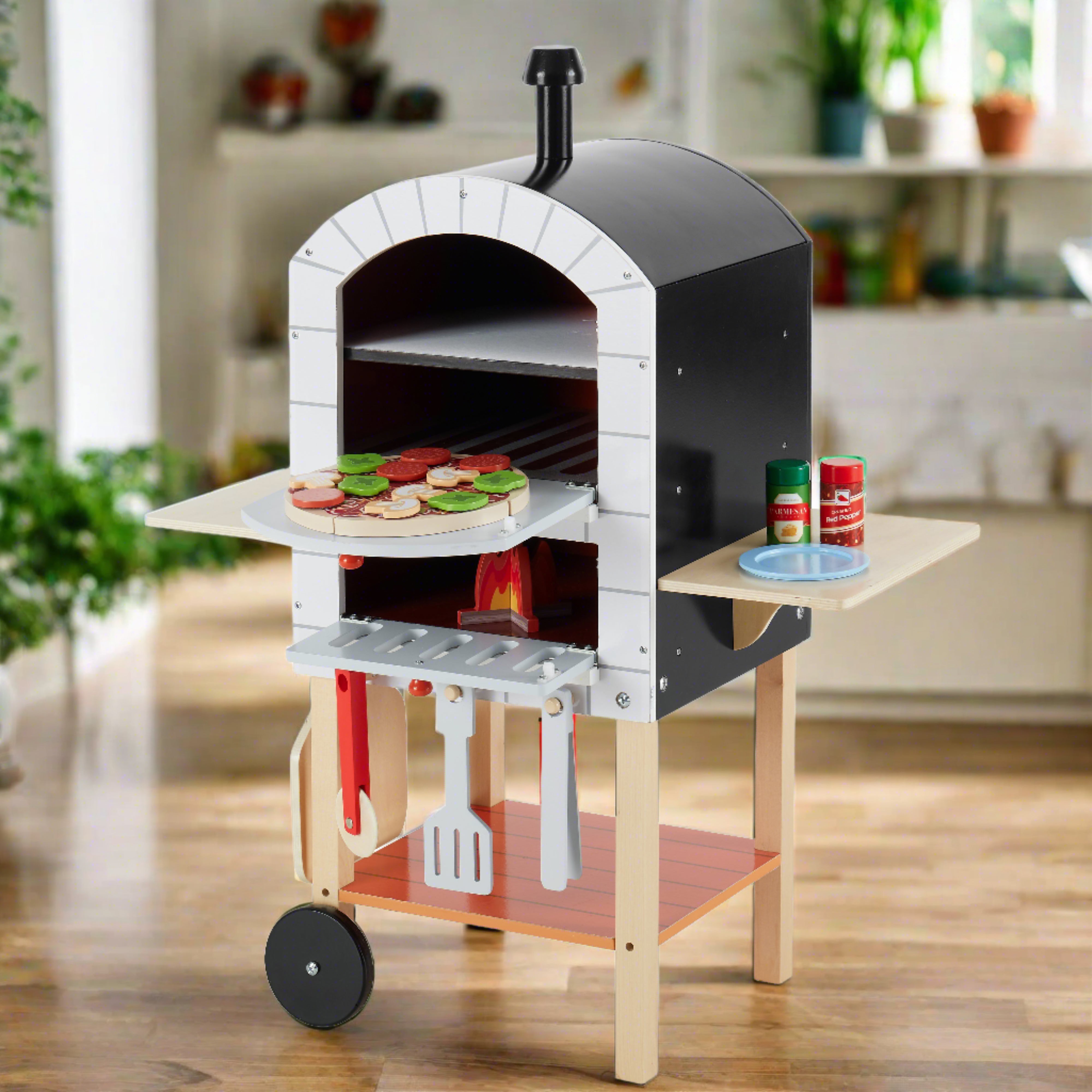 Teamson Kids My Little Helper Pizza Oven & Accessories, Gray