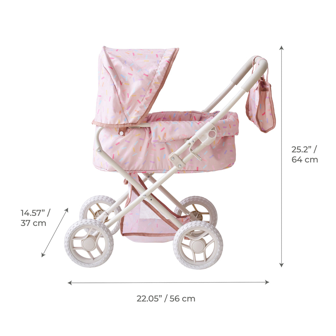 15-18 Inch Baby Doll Stroller, Beige - Confetti Doll Classic Stoller by Olivia's Little World