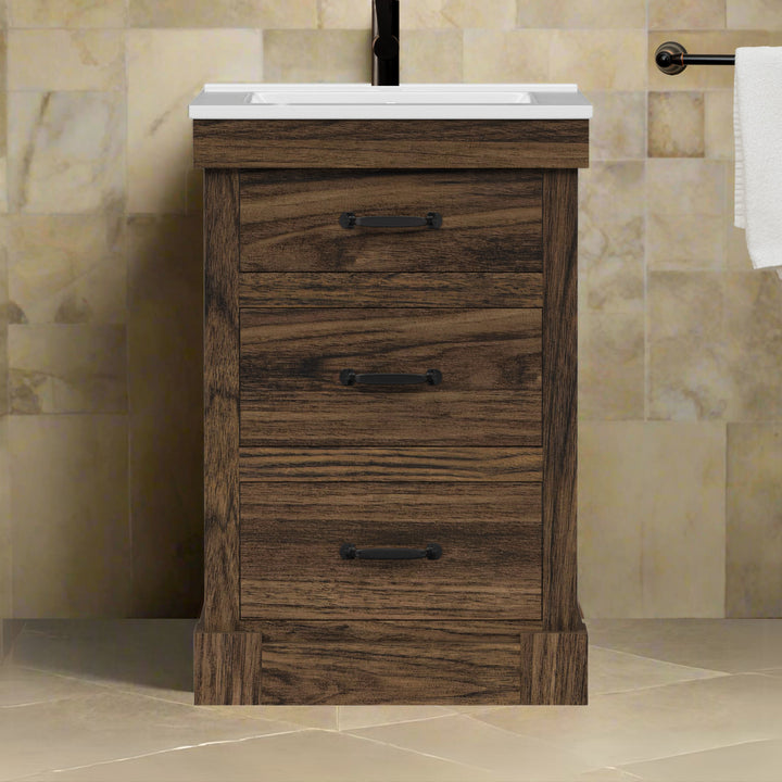 Teamson Home Donovan 24" Single Bathroom Vanity with Two Drawers, Walnut