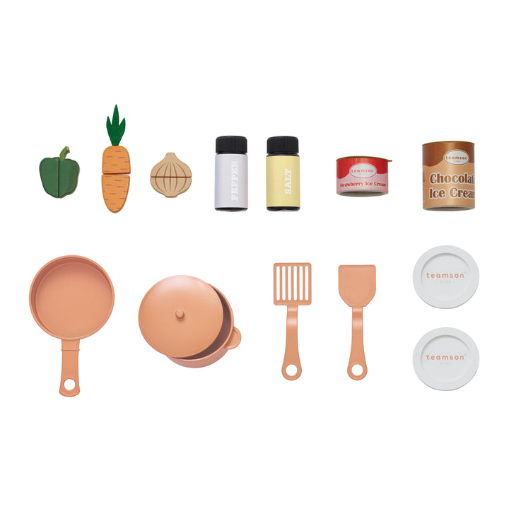 Wooden Play Kitchen with 14 Accessories, Off-White - Little Chef Normandy by Teamson Kids