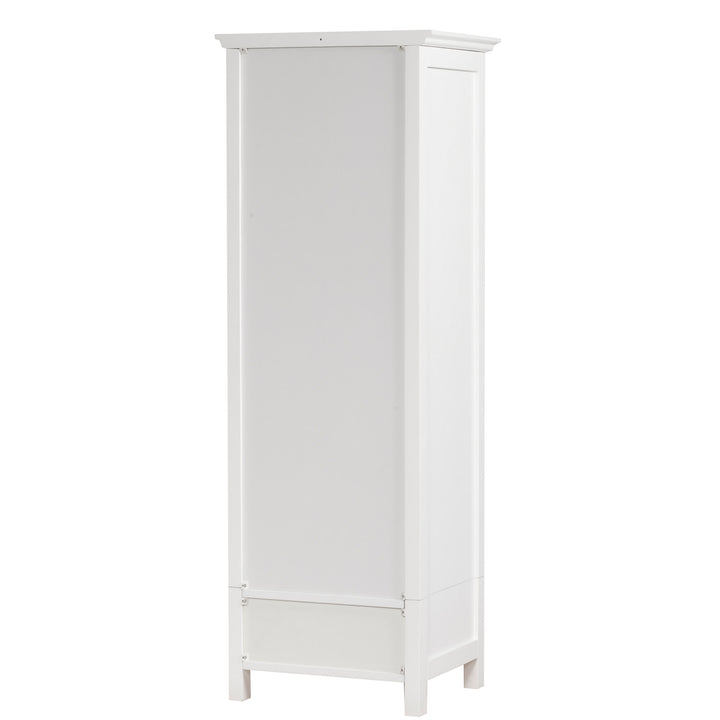 Back view of a tall white cabinet