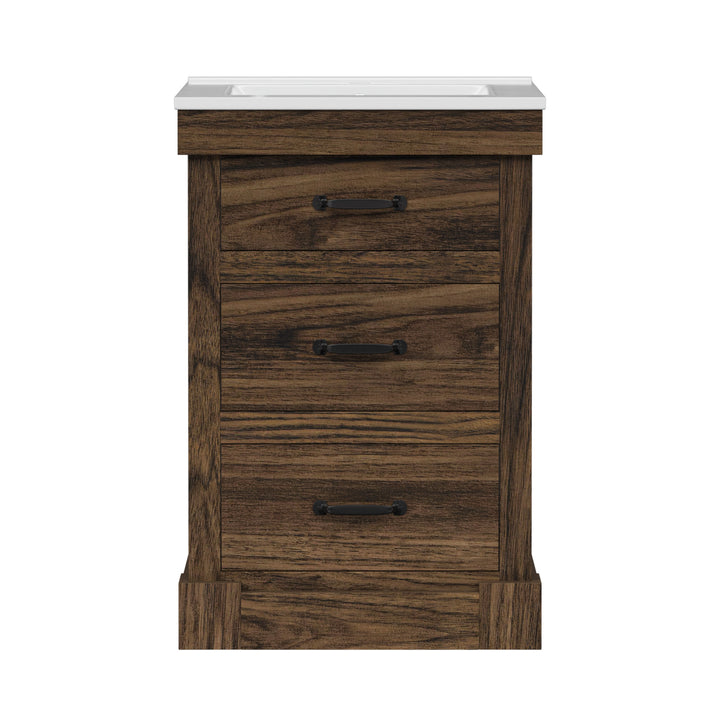 Teamson Home Donovan 24" Single Bathroom Vanity with Two Drawers, Walnut