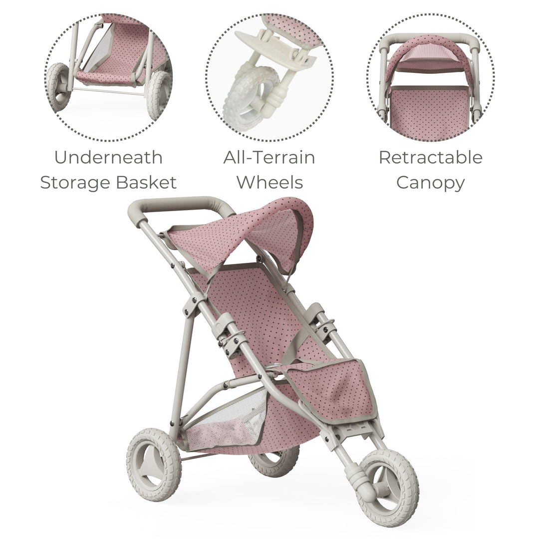 pottery barn doll jogging stroller Olivia's Little World Polka Dot Princess Baby Doll Jogging Stroller, P – US