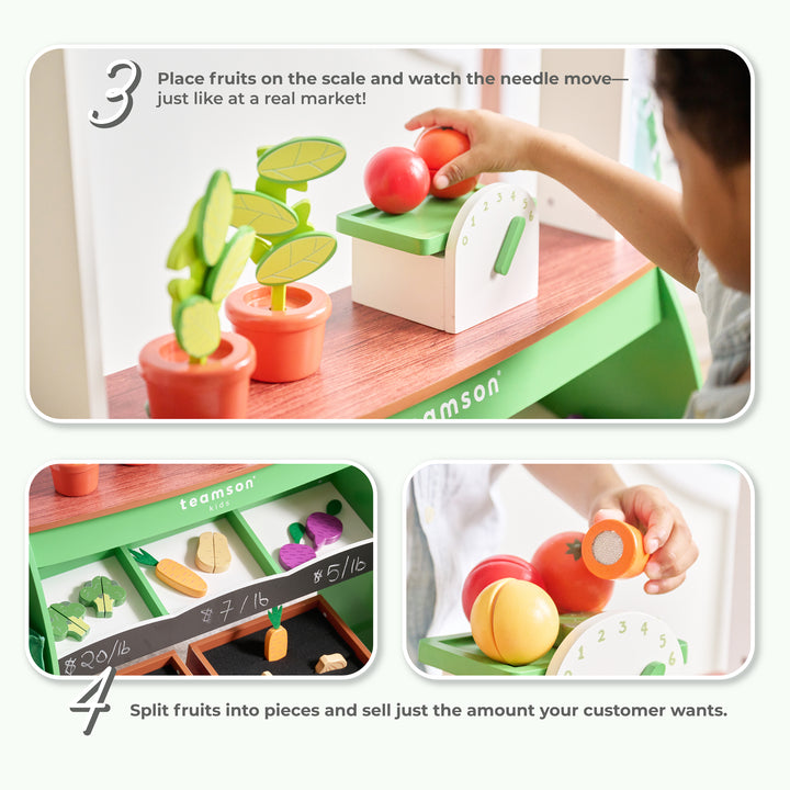 Vermont Farmers Market Stand with Interactive Accessories & Vegetables