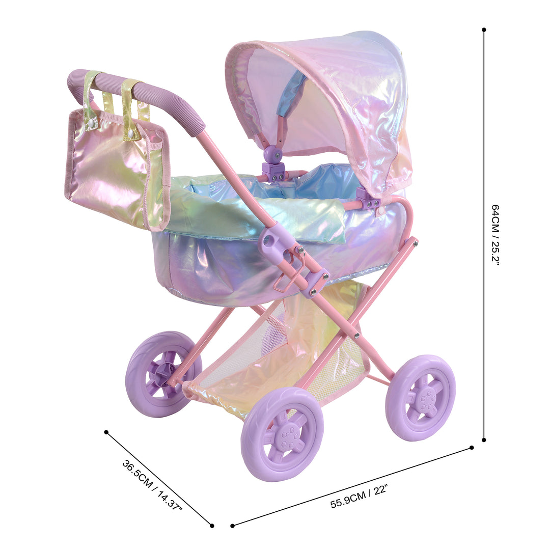 Olivia's Little World Deluxe 2-in-1 Baby Dolls Stroller, Iridescent Ra – US