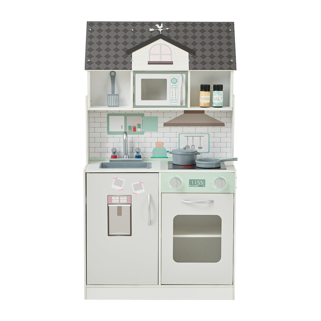 Teamson Kids Wonderland Ariel 2-in-1 Dollhouse/Play Kitchen Playset, Gray & Ivory