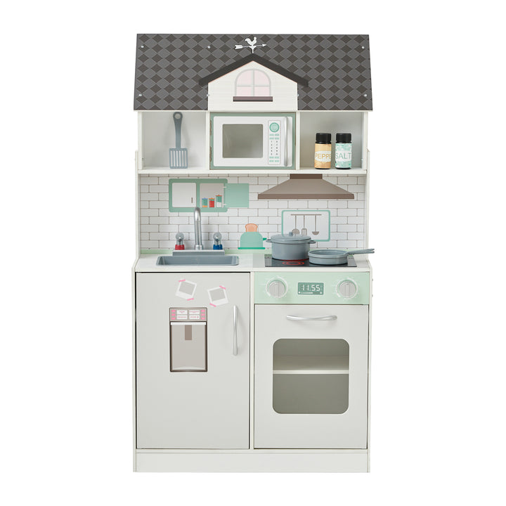 Teamson Kids Wonderland Ariel 2-in-1 Dollhouse/Play Kitchen Playset, Gray & Ivory