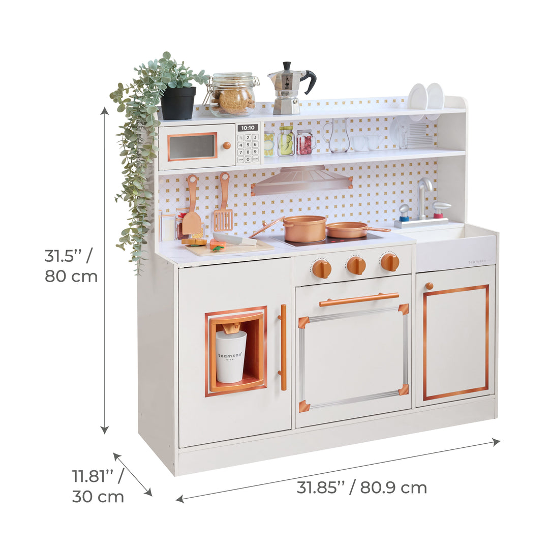 Wooden Play Kitchen with 15 Accessories, Off-White - Little Chef St. Louis by Teamson Kids