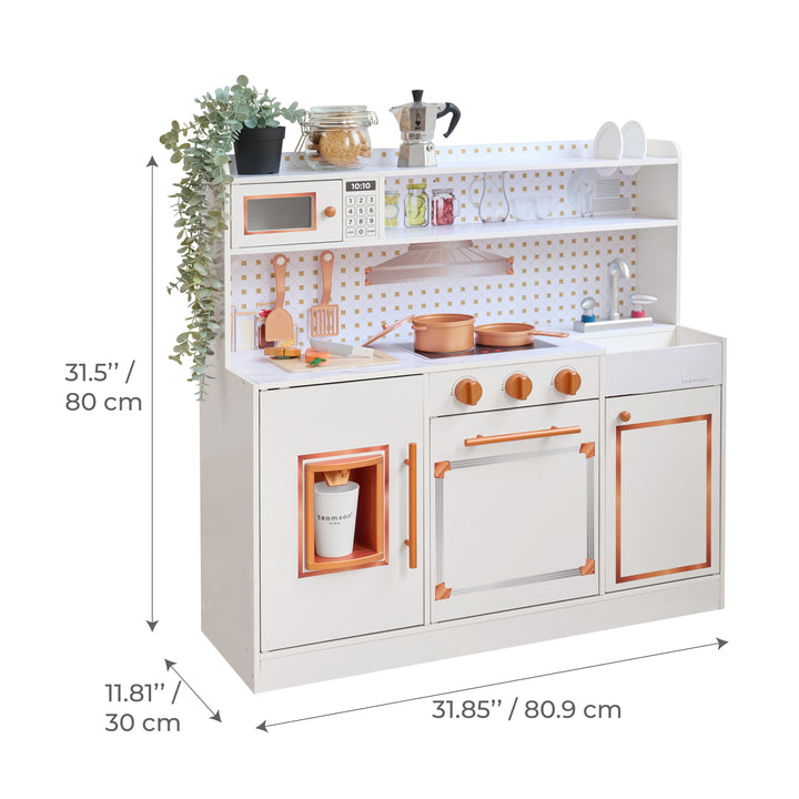 Wooden Play Kitchen with 15 Accessories, Off-White - Little Chef St. Louis by Teamson Kids