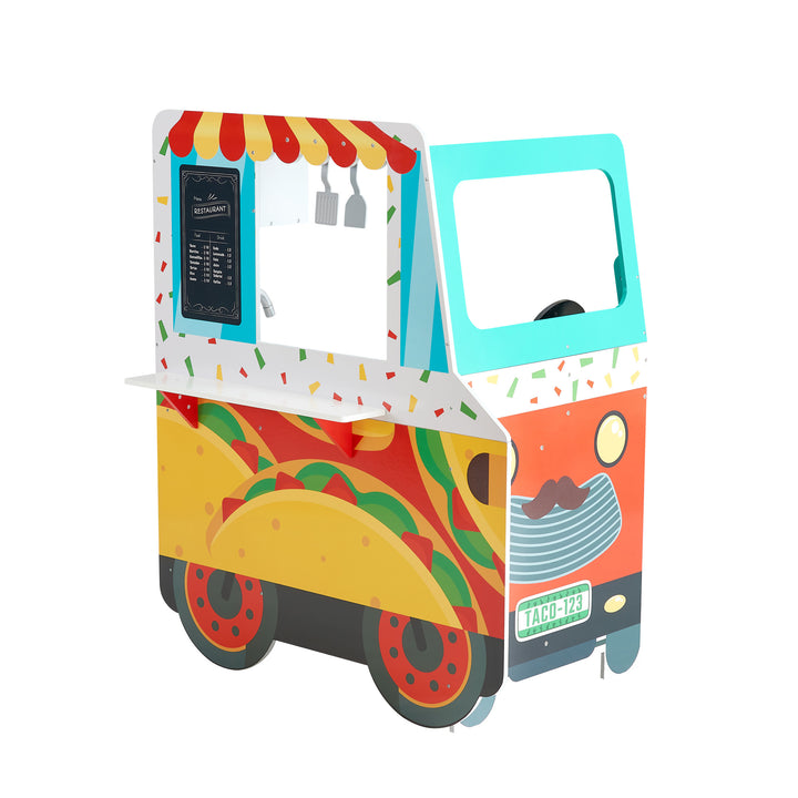 View of the Little Helper Taco Truck Playset from the front and exterior