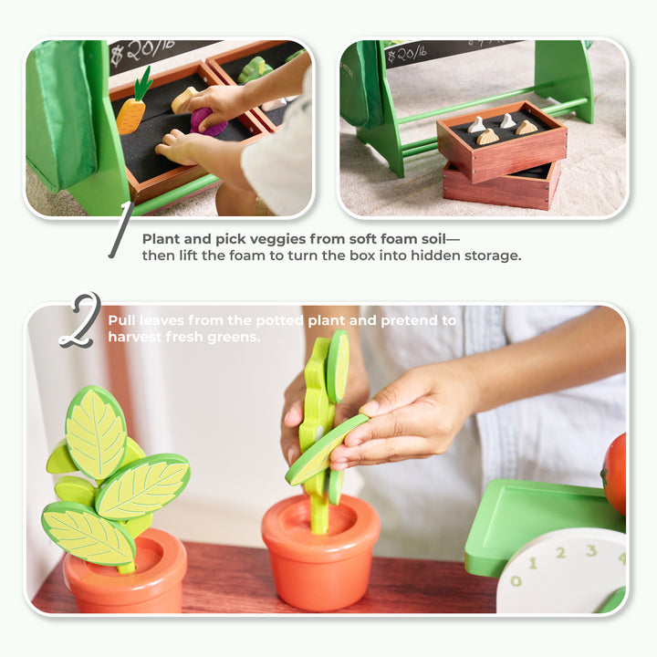 Vermont Farmers Market Stand with Interactive Accessories & Vegetables