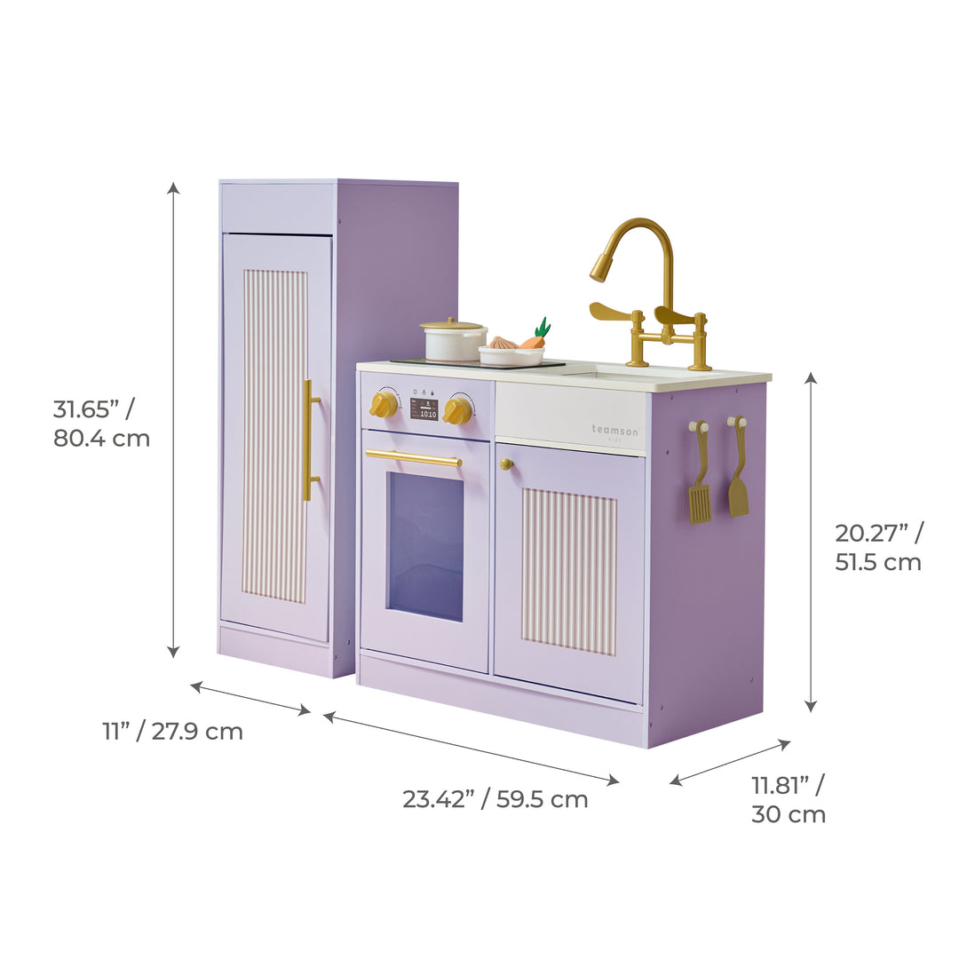 Wooden Play Kitchen with 12 Accessories, Purple - Little Chef Chester by Teamson Kids