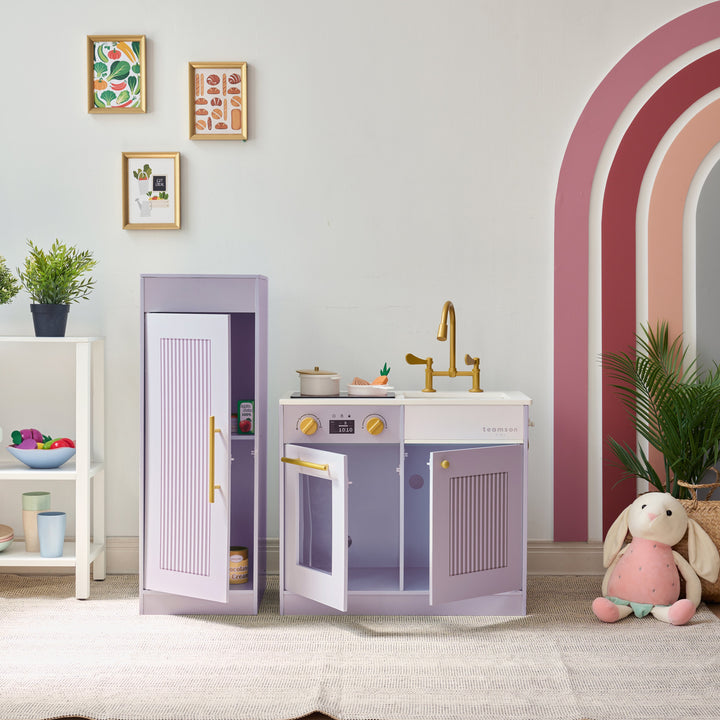 Wooden Play Kitchen with 12 Accessories, Purple - Little Chef Chester by Teamson Kids