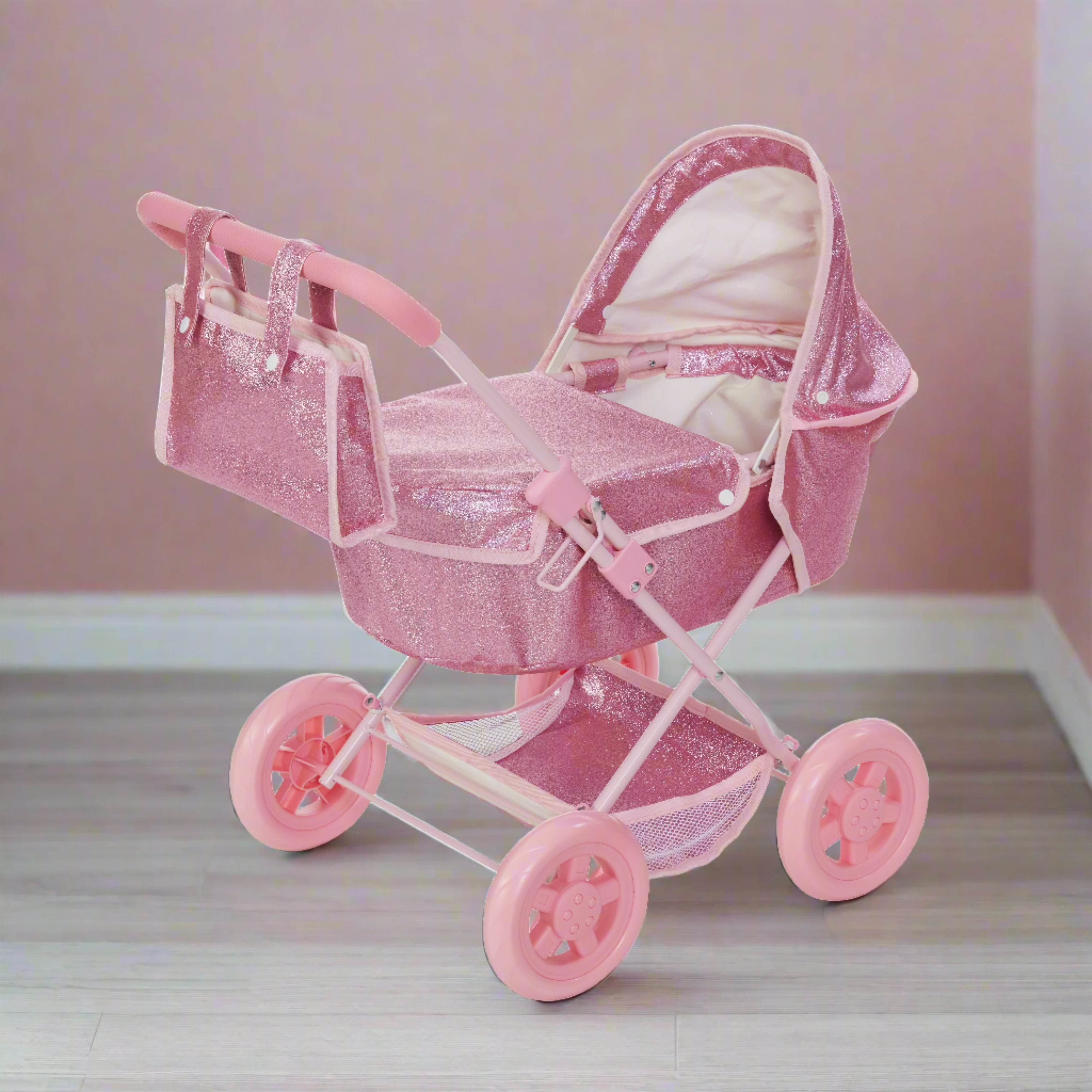 Olivia s Little World Baby Doll Bassinet Pram with Cover Hot Pink Gli Teamson