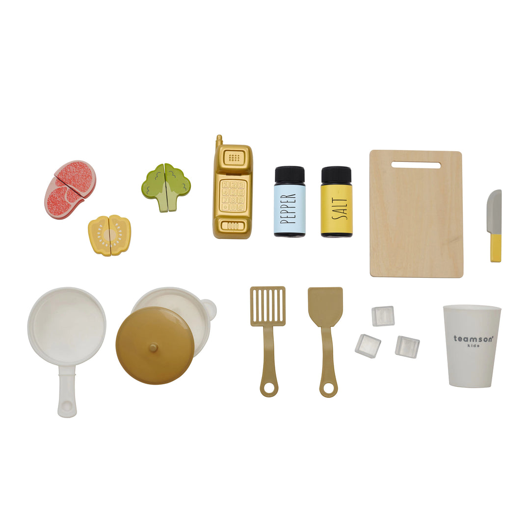 Wooden Play Kitchen with 17 Accessories, Blue - Little Chef Hampton by Teamson Kids