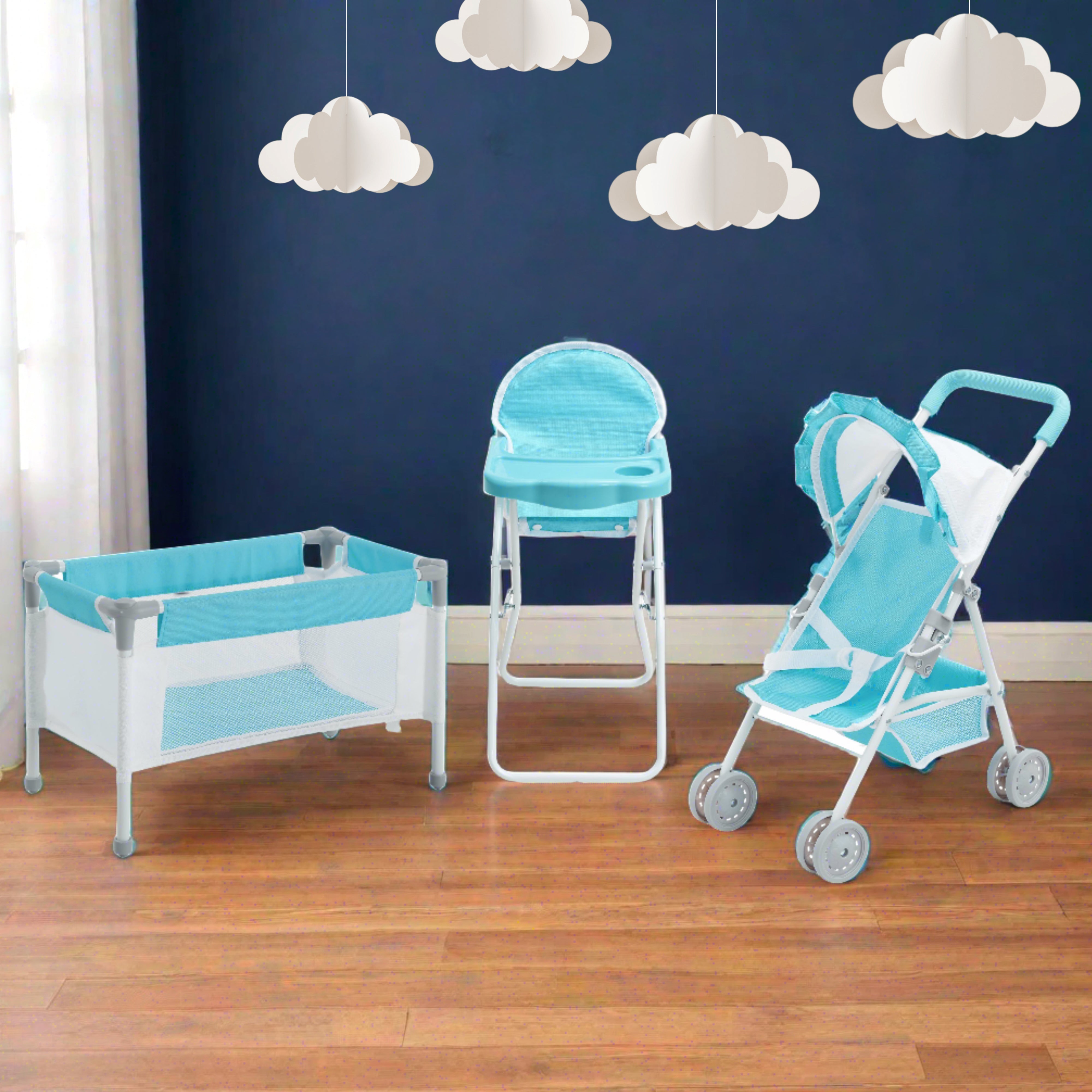 Olivia's Little World Baby Doll 3pc Nursery Set, Blue & White – US Olivia's Little World Baby Doll 3pc Nursery Set, Blue & White – US