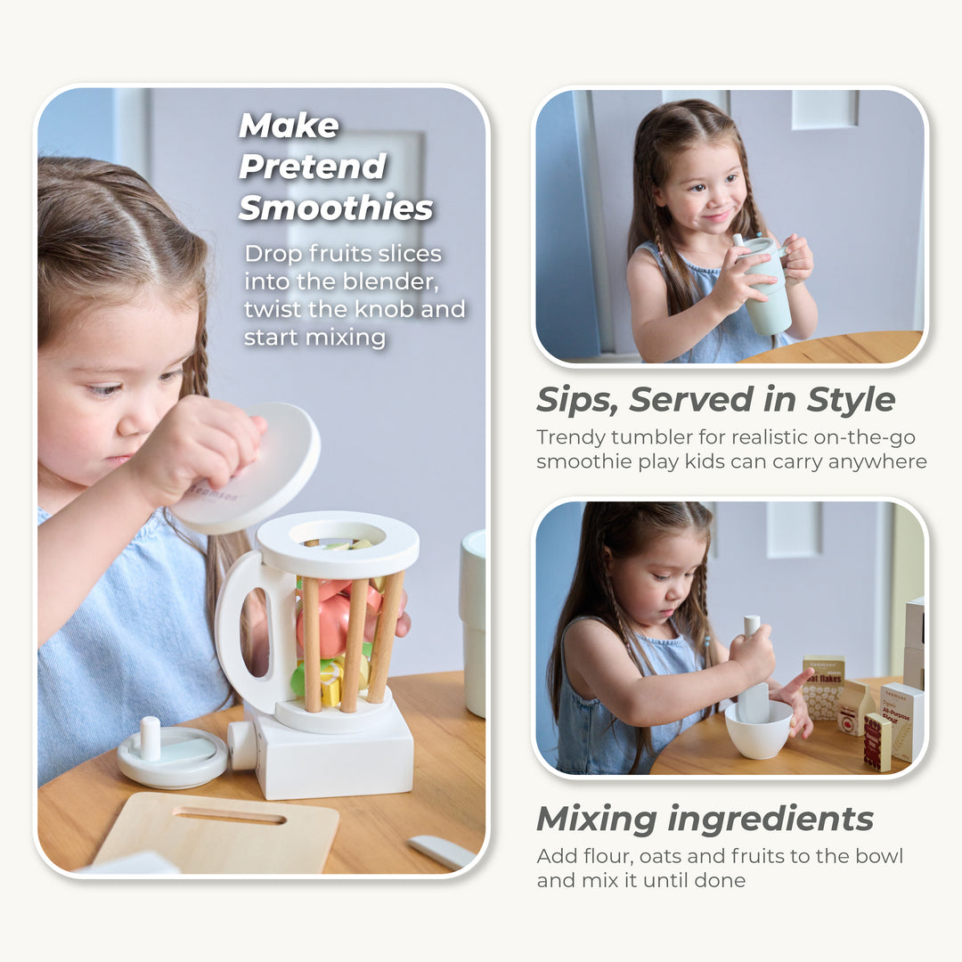 Wooden Healthy Dessert Set with 27 Accessories, White - Little Chef Santa Barbara by Teamson Kids