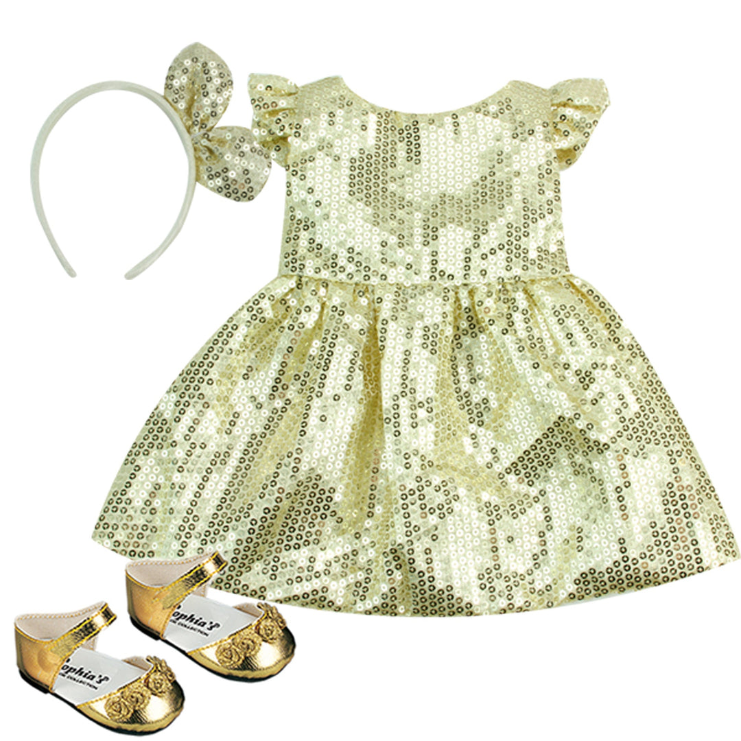 gold sequin dress and shoes Vibe All Day Sequin Mini Dress Gold