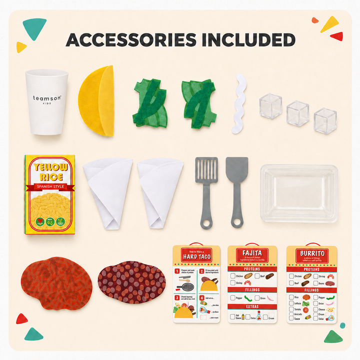 Teamson Kids My Little Helper Two-Sided Taco Truck Playset with Food Truck Exterior, Kitchen Interior, Steering Wheel, Sink, Griddle, Microwave, Oven and Accessories