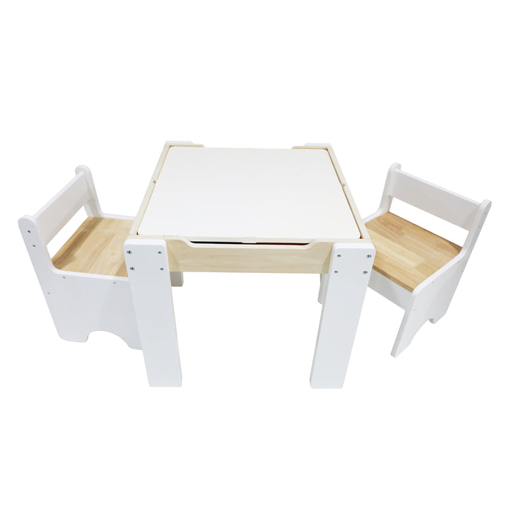 Kids 3-pc. Multi-Activity Table & Chairs Set, white and natural wood finish