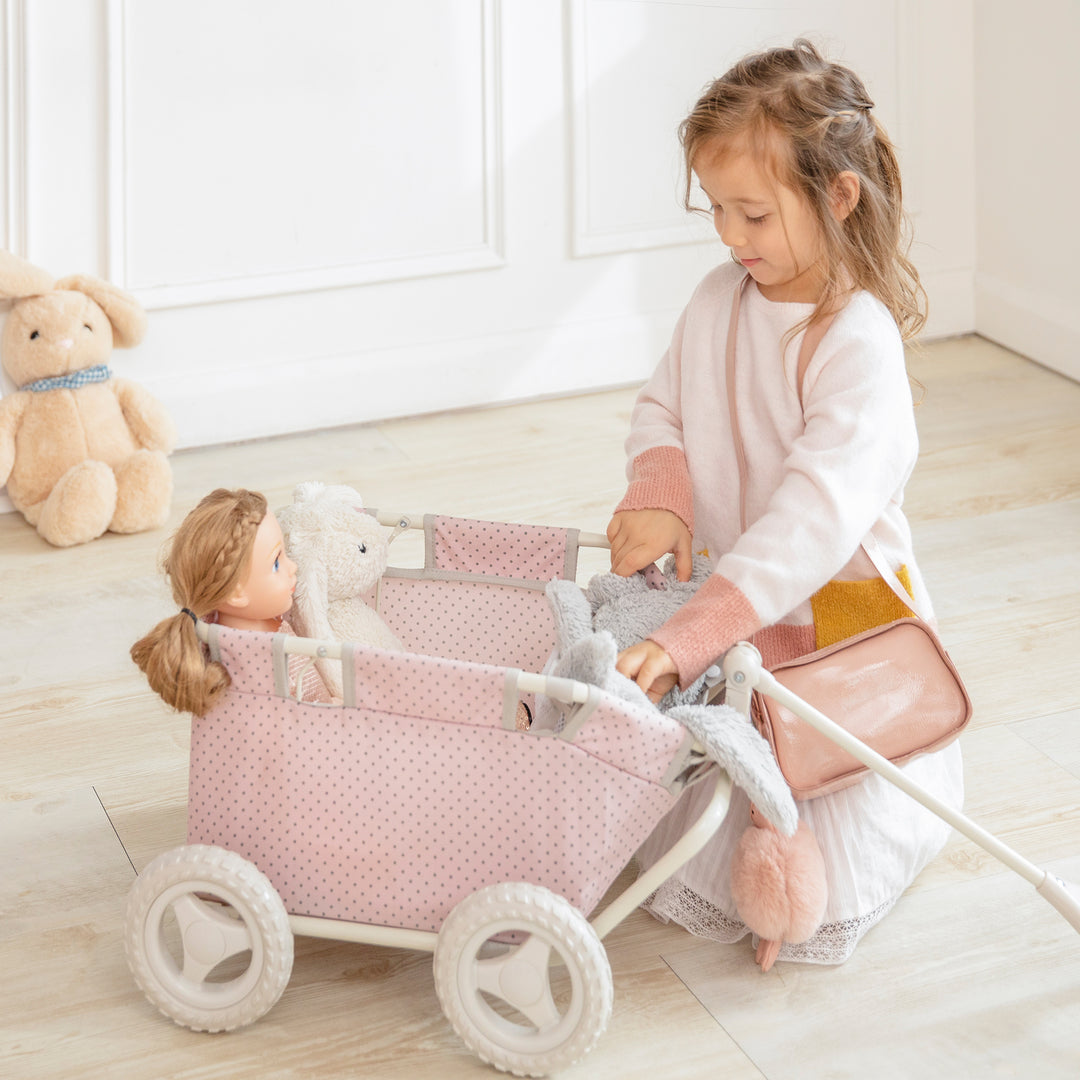 pink wagon stroller Olivia's Little World Polka Dot Princess Baby Doll & Stuffed Animal Wa – US