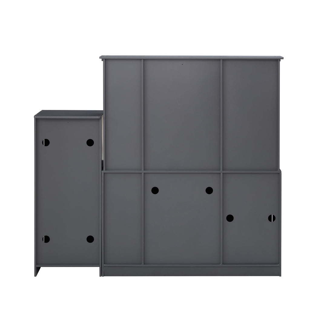 Back view of the modular kitchen - dark gray