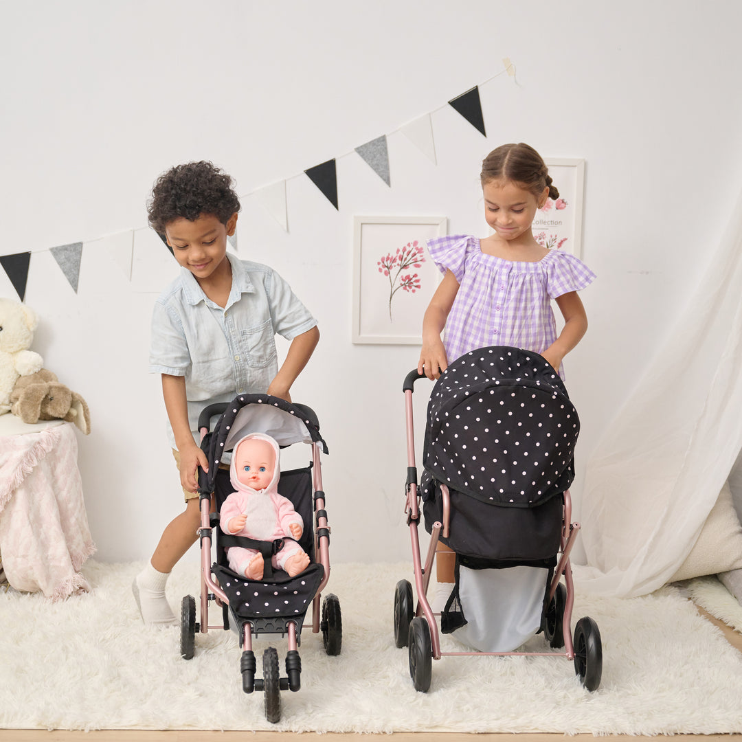 15-18 Inch Baby Doll Stroller, Black - Pin Up Doll Jogging Stoller by Olivia's Little World