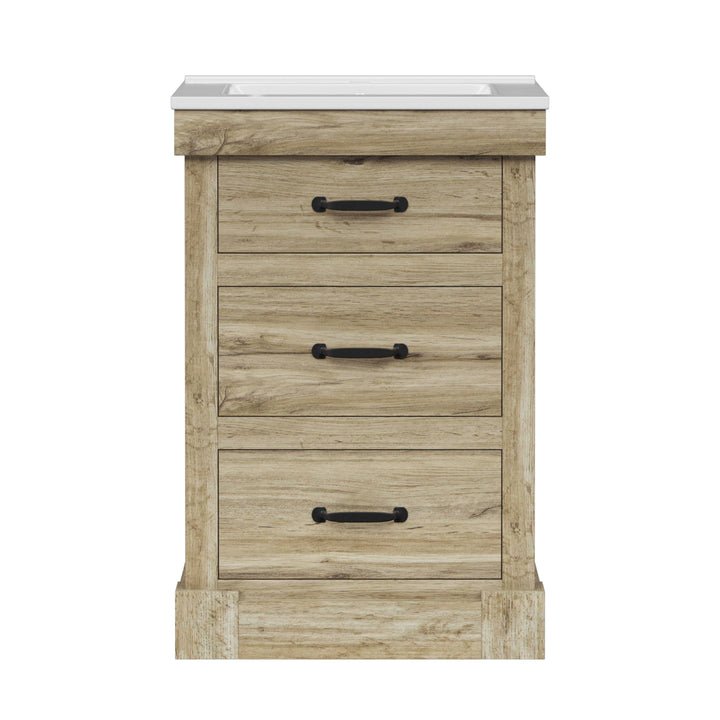 Teamson Home Donovan 24" Single Bathroom Vanity with Two Drawers, Light Oak