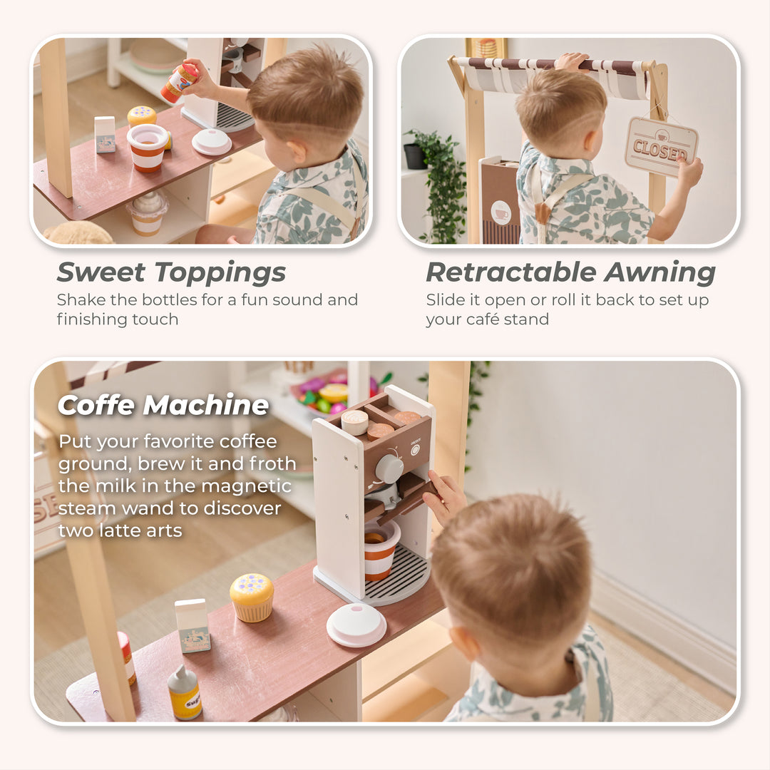 Play Coffee Shop with 29 Accessories, Brown - Espresso Treats by Teamson Kids