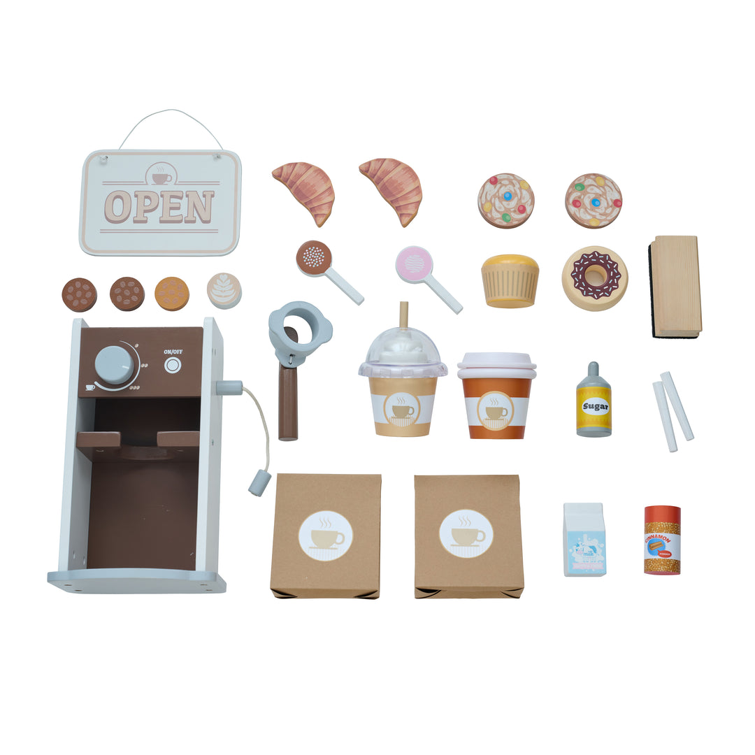 Play Coffee Shop with 29 Accessories, Brown - Espresso Treats by Teamson Kids