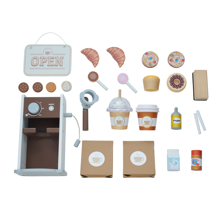 Play Coffee Shop with 29 Accessories, Brown - Espresso Treats by Teamson Kids