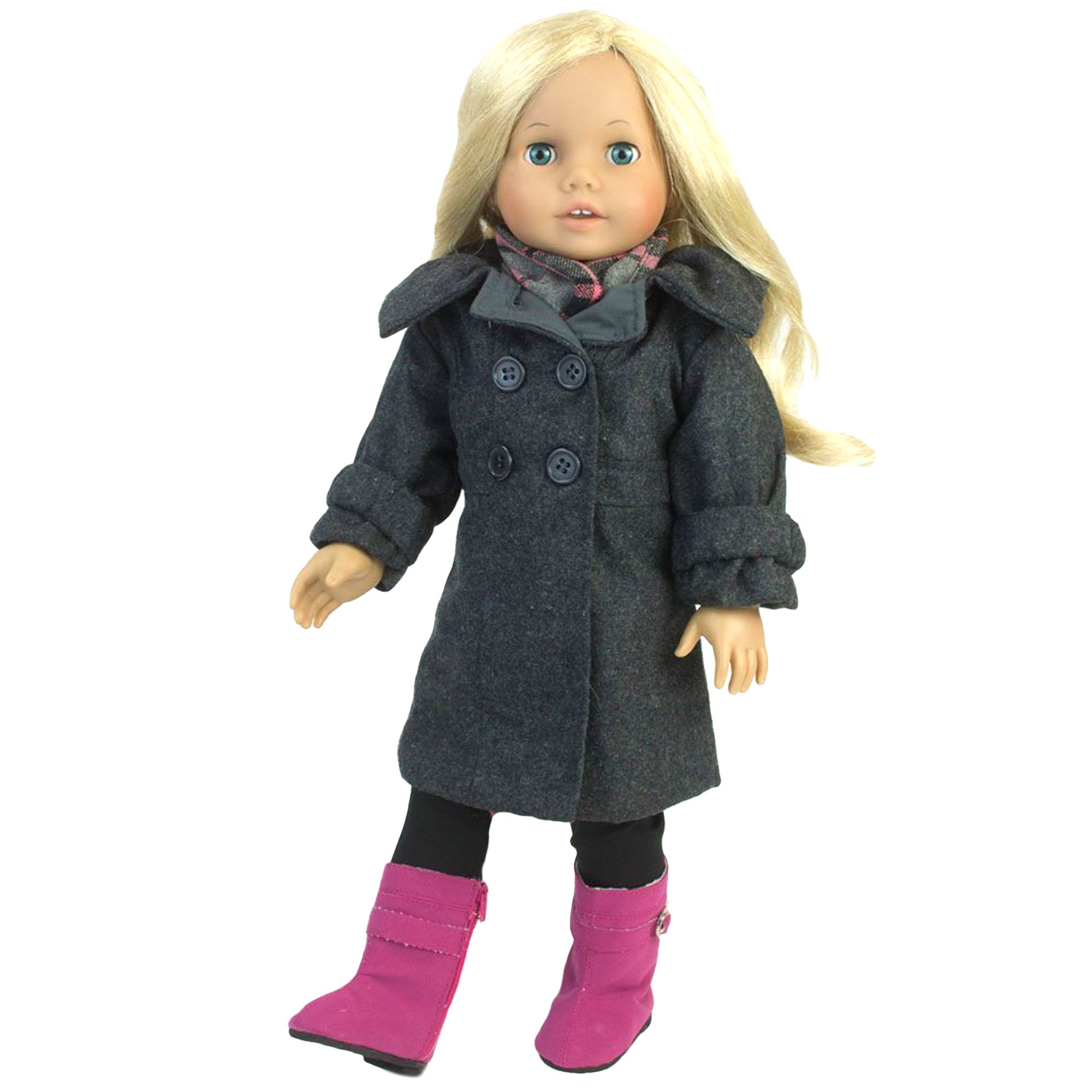 Sophia's 4 Piece Winter Coat with Boots Set for 18'' Dolls, Gray