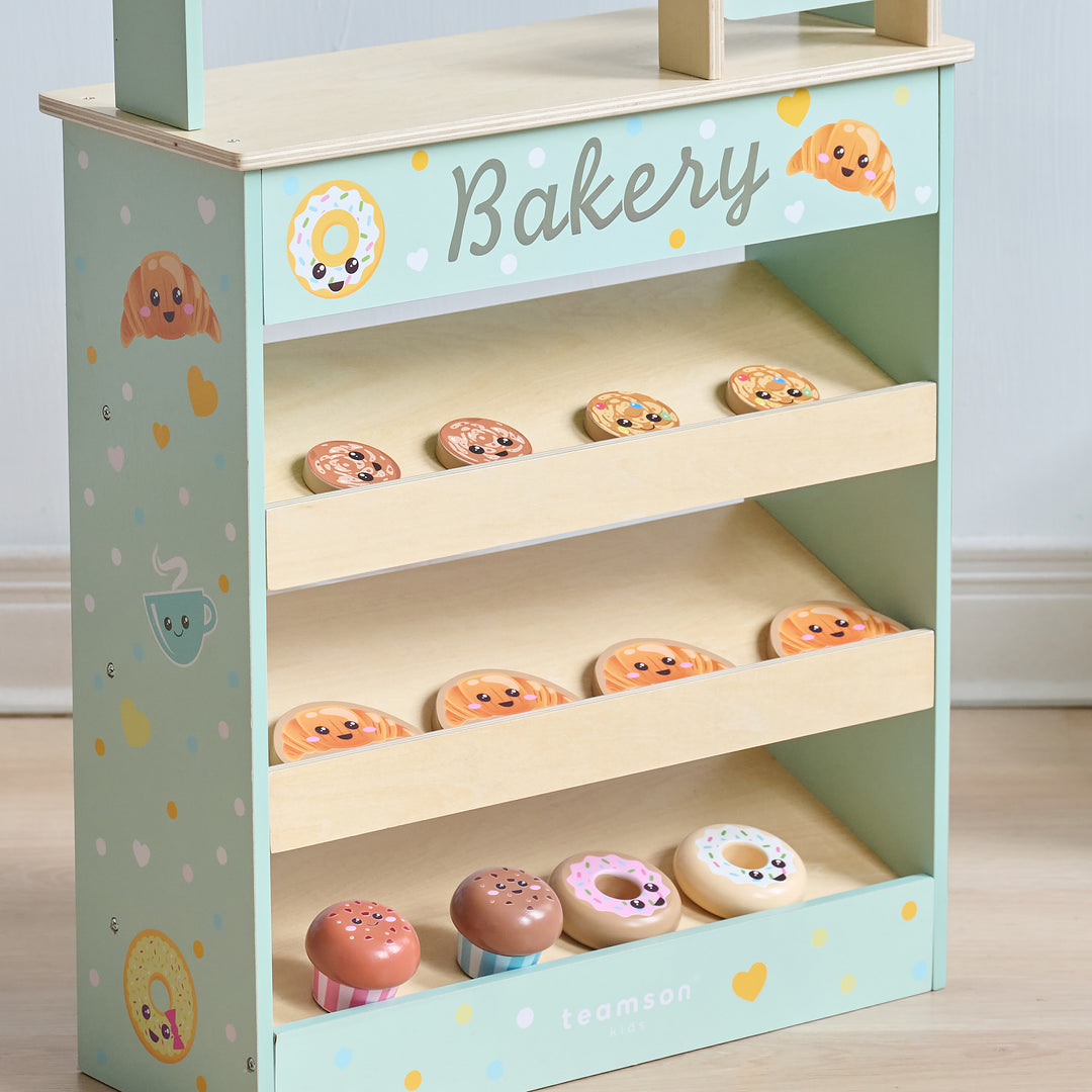 Wooden Bakery Shop with 12 Accessories, Mint -  Jolly Pals by Teamson Kids