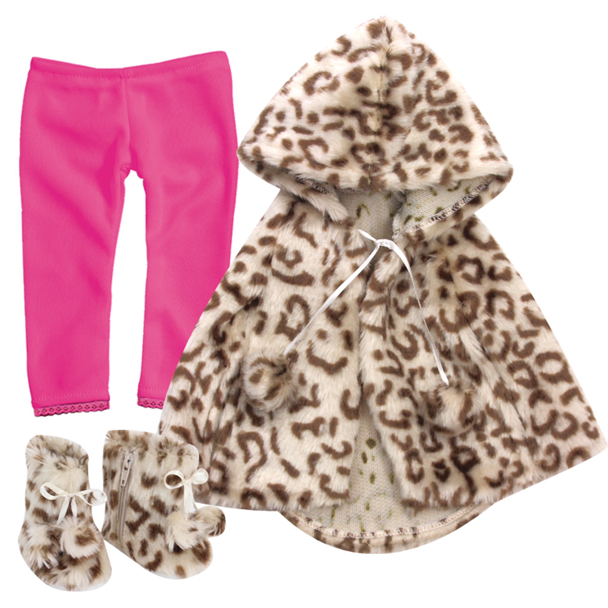Sophia's 3-Piece Animal Print Faux Fur Cape and Matching Boots
